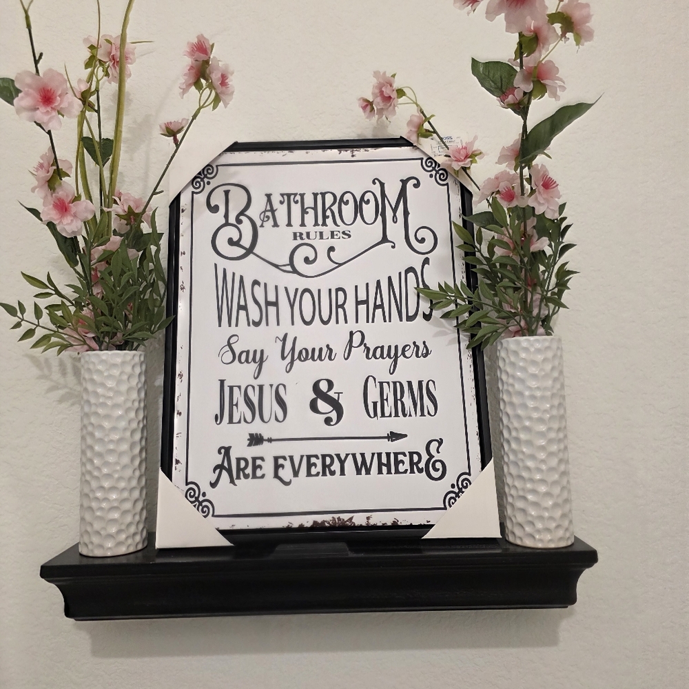 Wash Your Hands Jesus Germs Bathroom Sign Bath